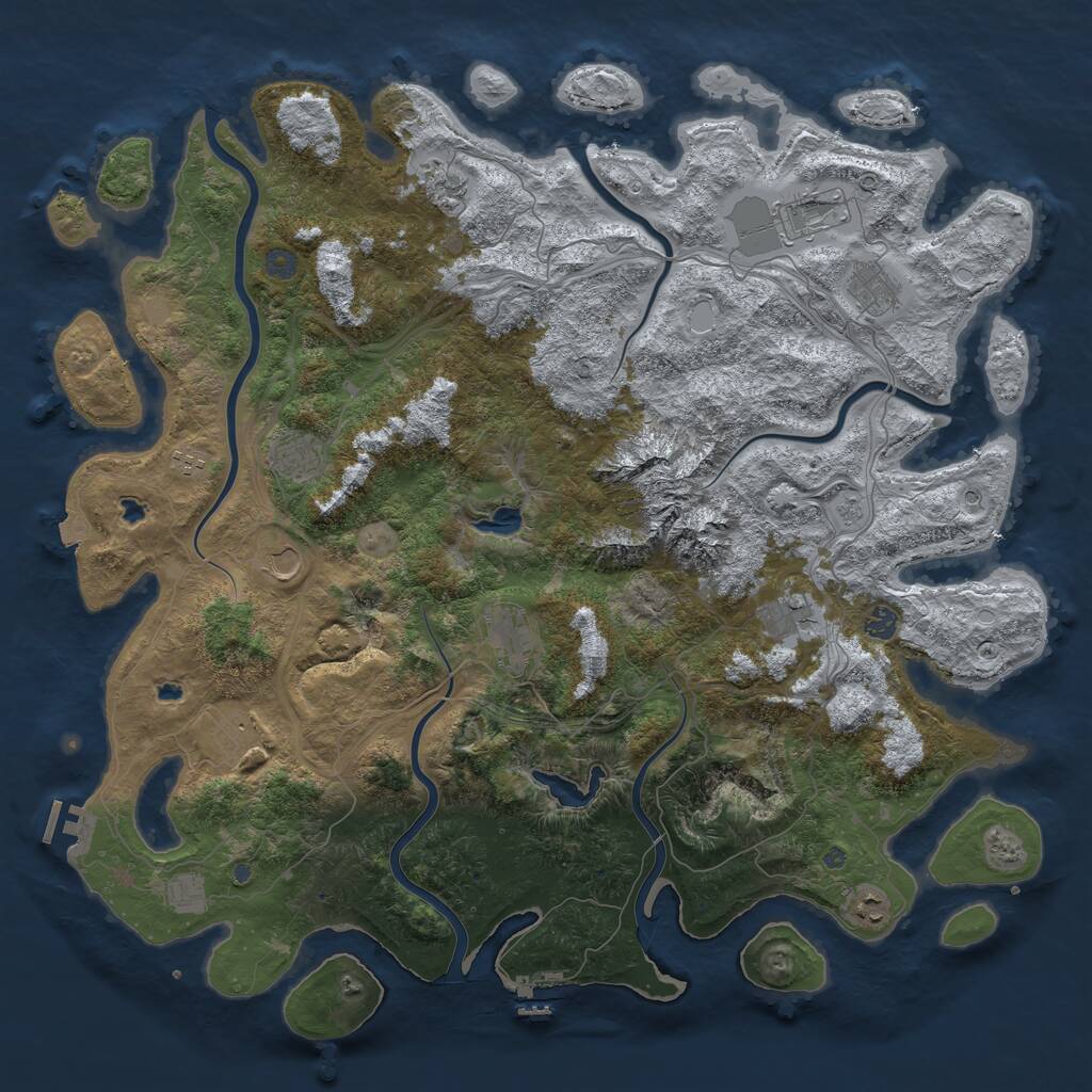 Rust Map: Procedural Map, Size: 5000, Seed: 344740, 17 Monuments