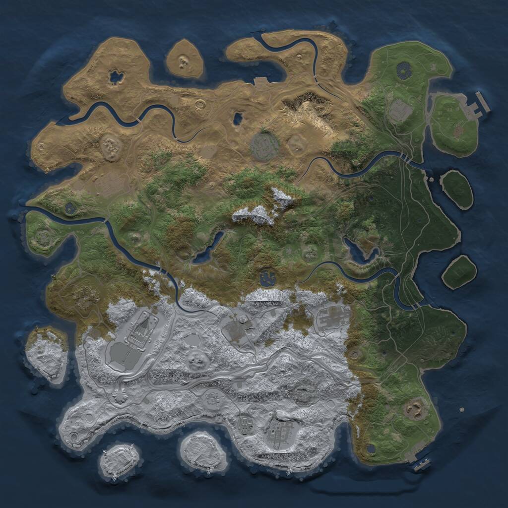 Rust Map: Procedural Map, Size: 4500, Seed: 552549457, 18 Monuments