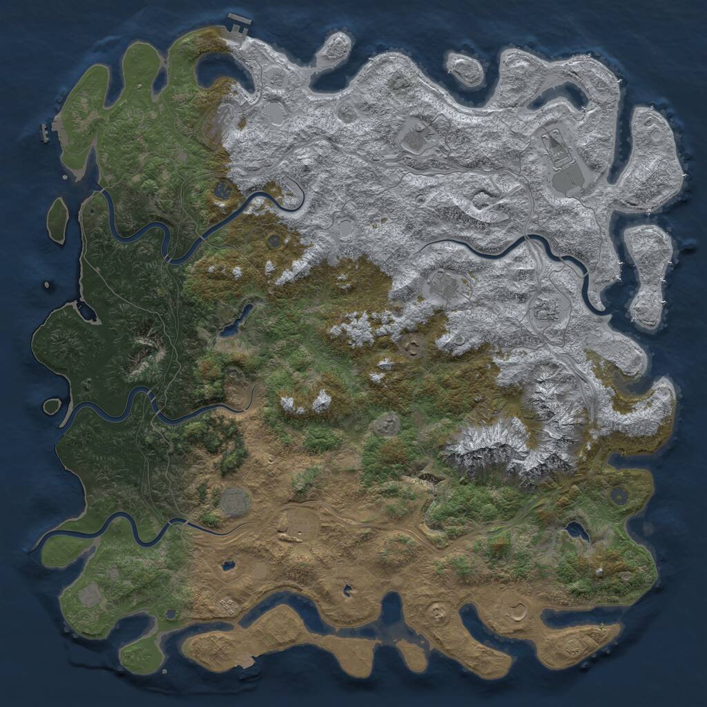 Rust Map: Procedural Map, Size: 6000, Seed: 345897, 19 Monuments