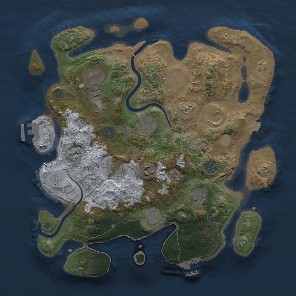 Rust Map: Procedural Map, Size: 3500, Seed: 2022849334, 15 Monuments
