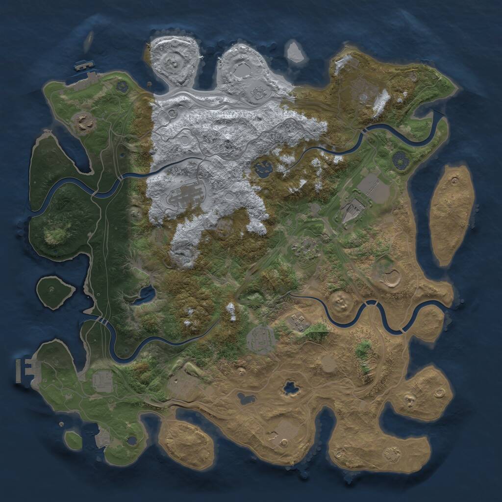 Rust Map: Procedural Map, Size: 4250, Seed: 796132604, 17 Monuments