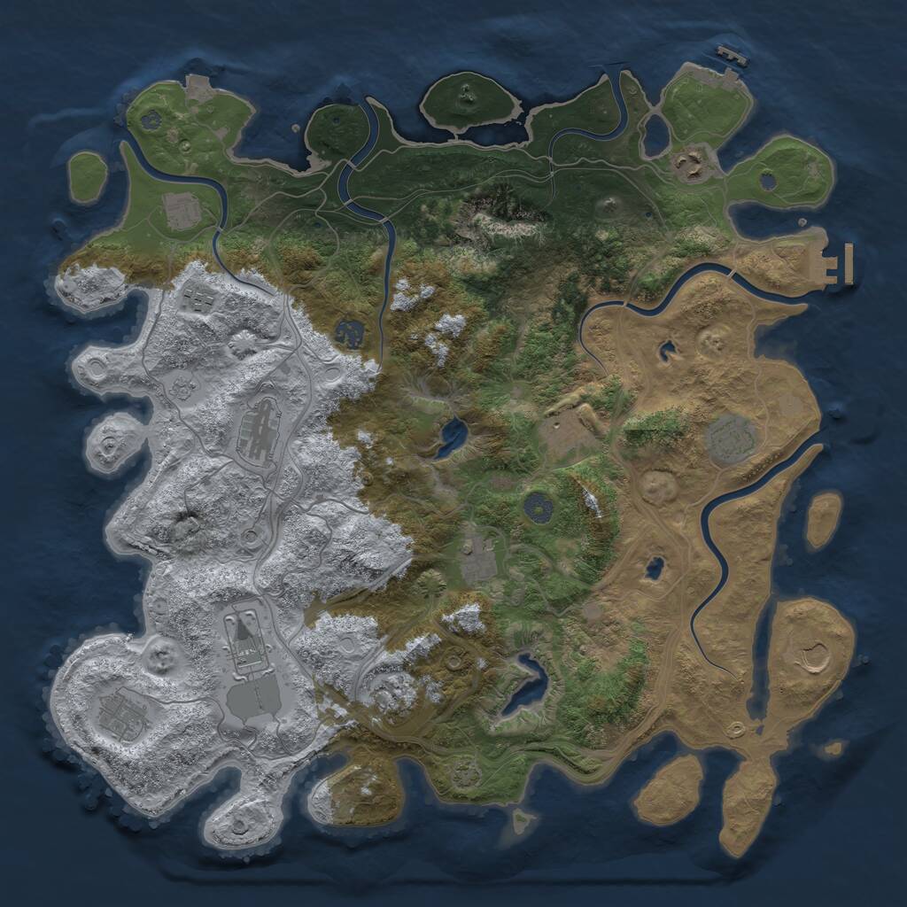 Rust Map: Procedural Map, Size: 4500, Seed: 168554763, 17 Monuments