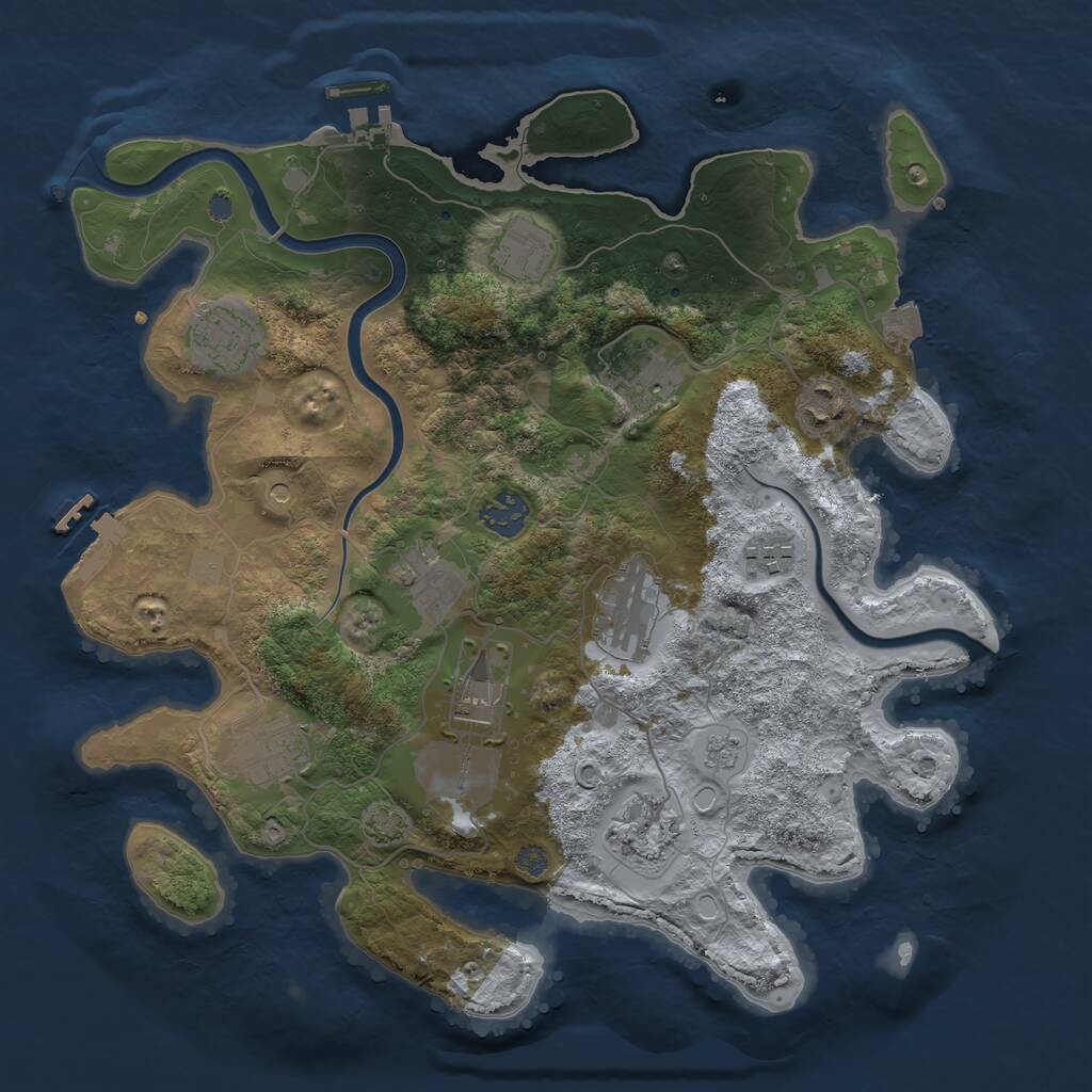 Rust Map: Procedural Map, Size: 3500, Seed: 1267844533, 18 Monuments