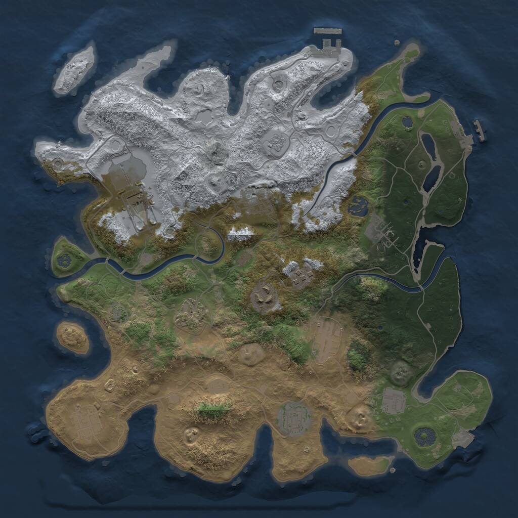 Rust Map: Procedural Map, Size: 3750, Seed: 1097052742, 18 Monuments