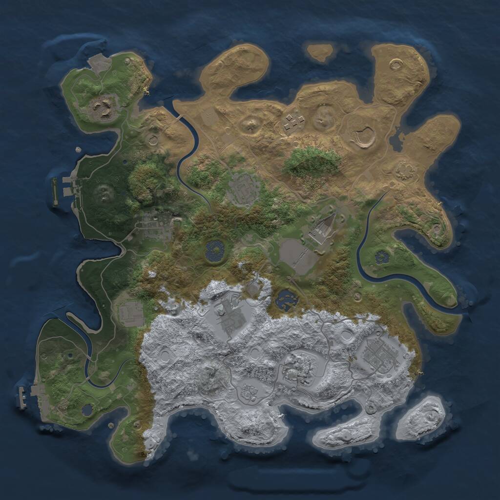 Rust Map: Procedural Map, Size: 3500, Seed: 1458843399, 18 Monuments