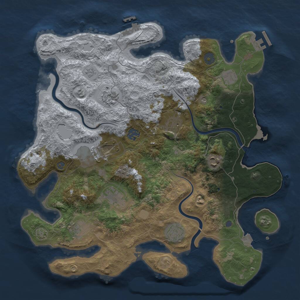Rust Map: Procedural Map, Size: 3750, Seed: 2010463655, 15 Monuments