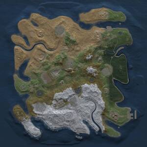 Thumbnail Rust Map: Procedural Map, Size: 3500, Seed: 2034395231, 17 Monuments