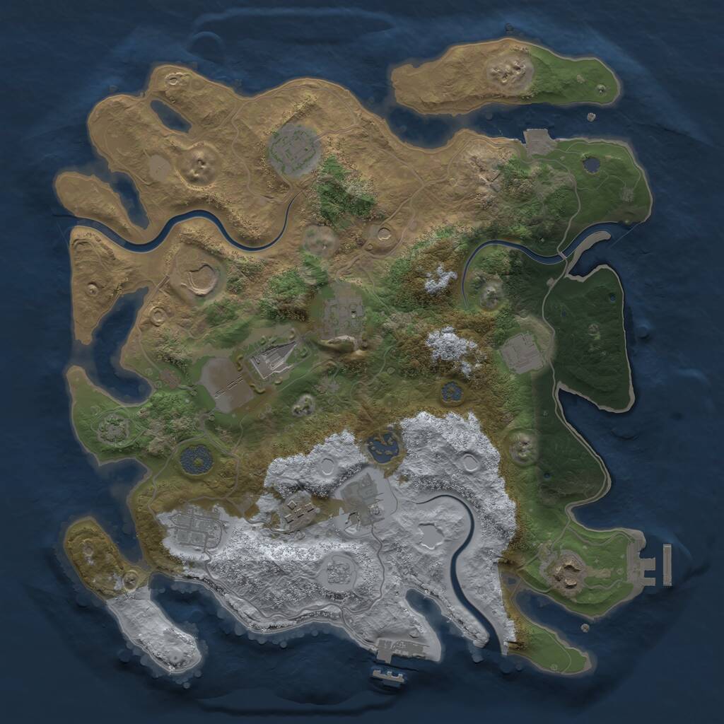 Rust Map: Procedural Map, Size: 3500, Seed: 2034395231, 17 Monuments
