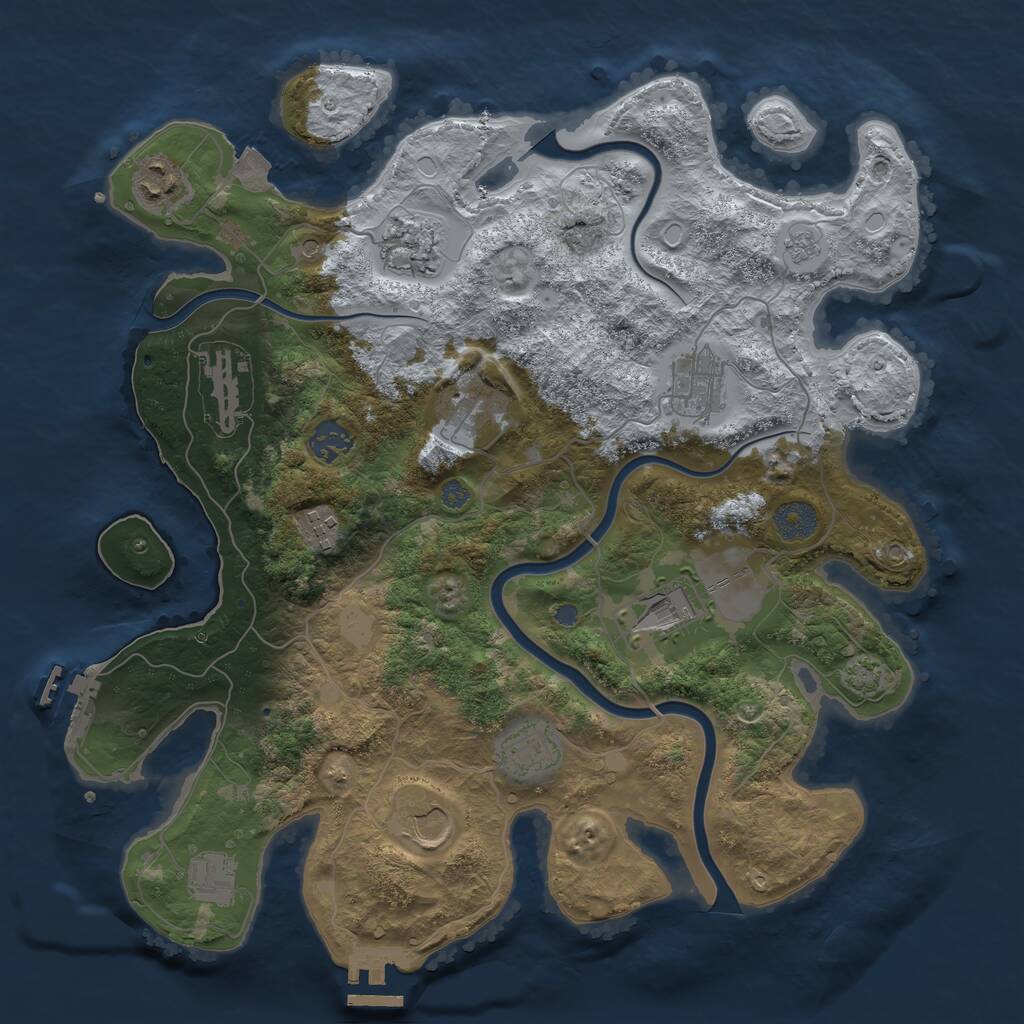 Rust Map: Procedural Map, Size: 3700, Seed: 442150271, 16 Monuments