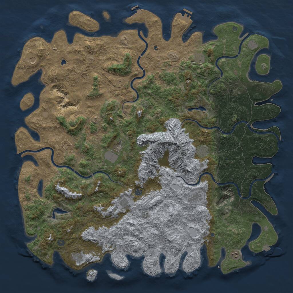 Rust Map: Procedural Map, Size: 6000, Seed: 483387, 19 Monuments