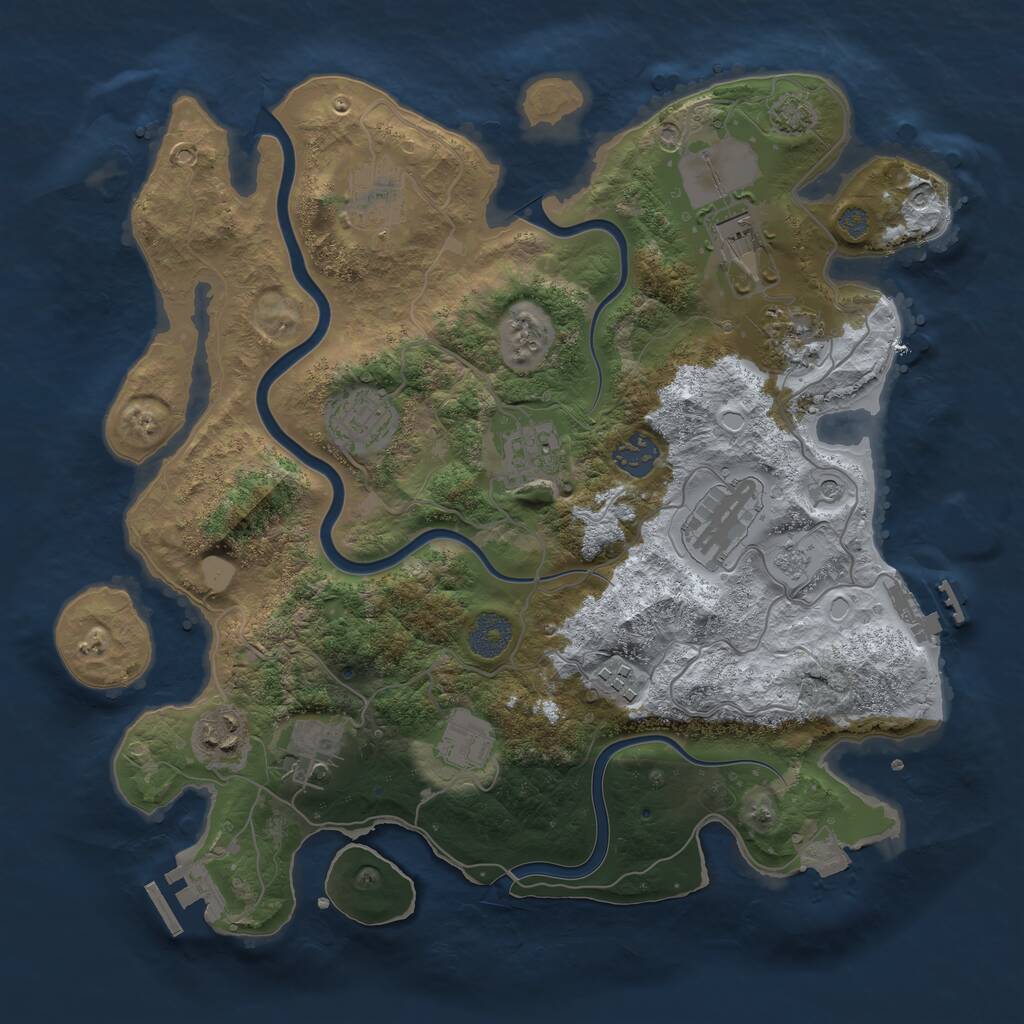 Rust Map: Procedural Map, Size: 3500, Seed: 379315981, 16 Monuments