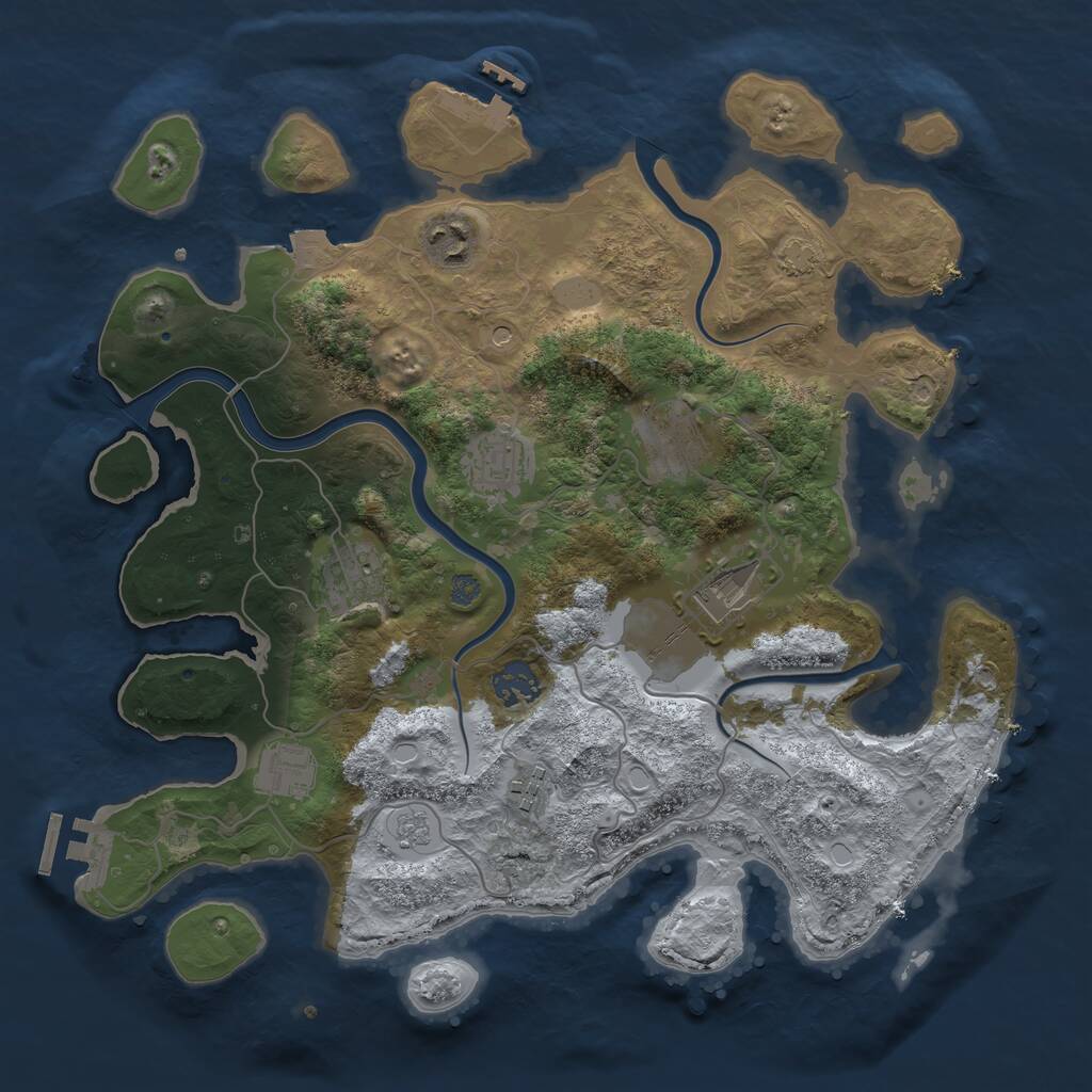 Rust Map: Procedural Map, Size: 3500, Seed: 2017830064, 13 Monuments