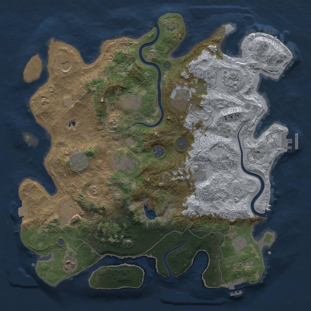 Rust Map: Procedural Map, Size: 4000, Seed: 1947223863, 17 Monuments