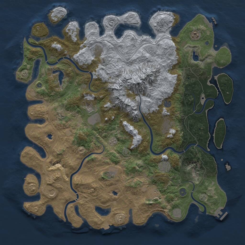 Rust Map: Procedural Map, Size: 5000, Seed: 1205868088, 17 Monuments