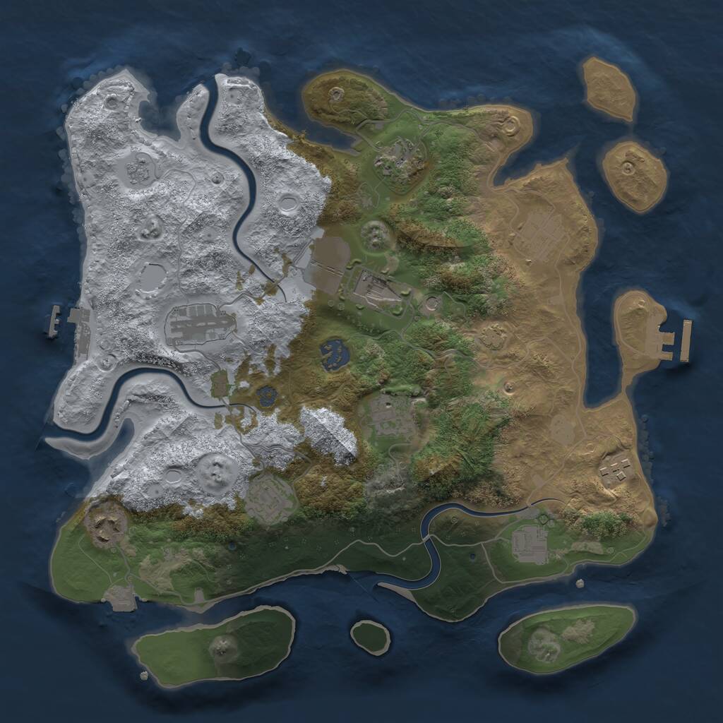 Rust Map: Procedural Map, Size: 3500, Seed: 237452374, 17 Monuments