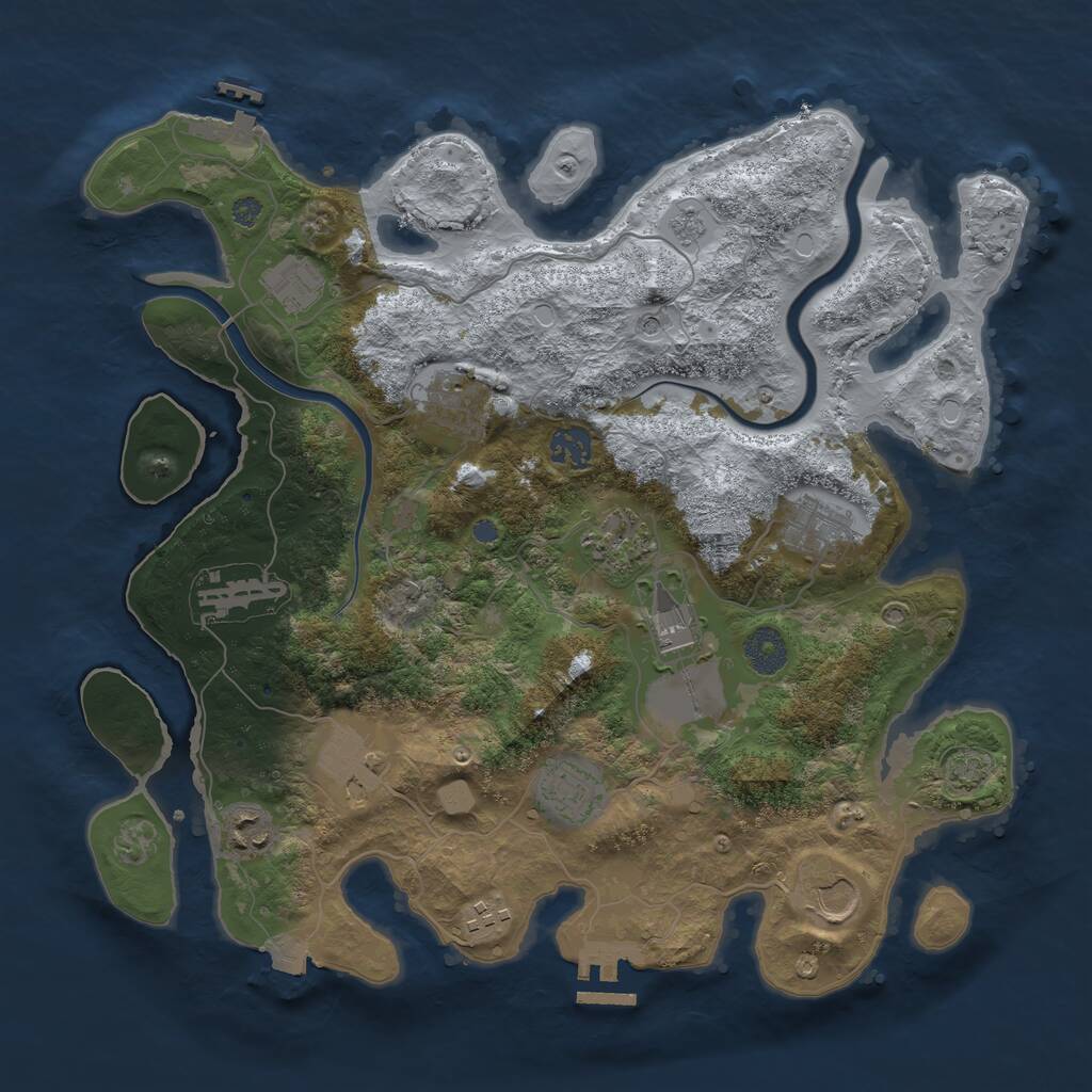 Rust Map: Procedural Map, Size: 3703, Seed: 2067014836, 17 Monuments