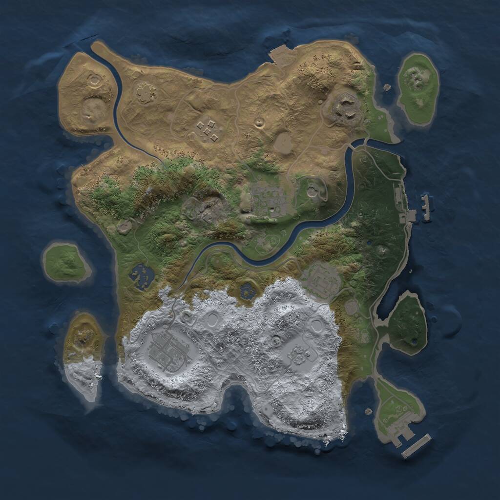 Rust Map: Procedural Map, Size: 3000, Seed: 394280222, 12 Monuments