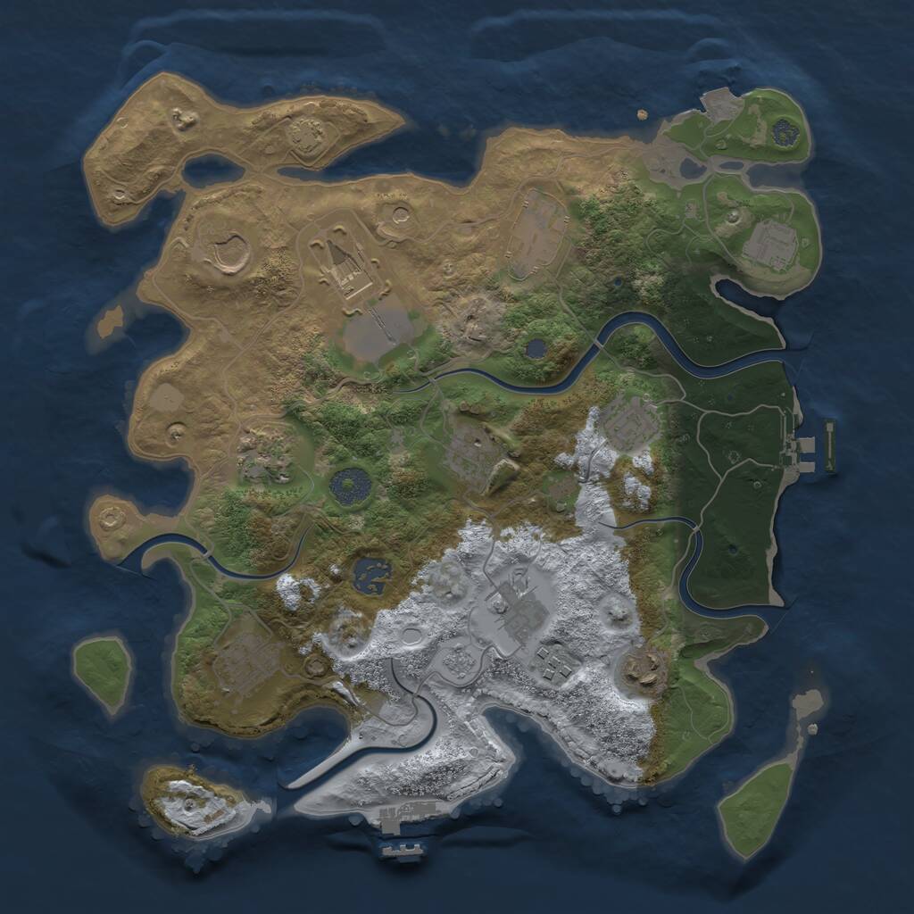 Rust Map: Procedural Map, Size: 3500, Seed: 471471404, 17 Monuments