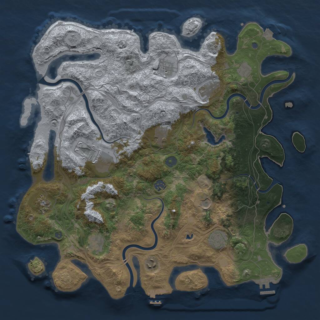 Rust Map: Procedural Map, Size: 4300, Seed: 1641015675, 19 Monuments