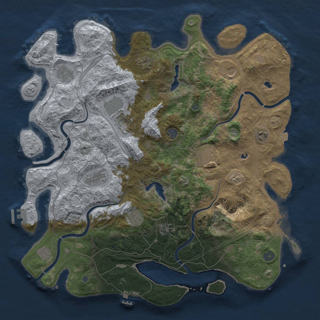 Rust Map: Procedural Map, Size: 4500, Seed: 1623401620, 17 Monuments