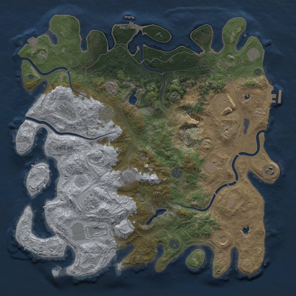 Rust Map: Procedural Map, Size: 4500, Seed: 1928463649, 17 Monuments