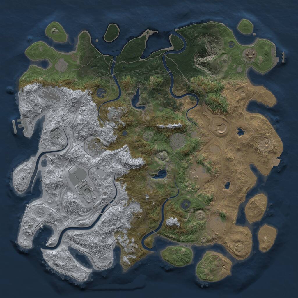 Rust Map: Procedural Map, Size: 4500, Seed: 48224, 17 Monuments