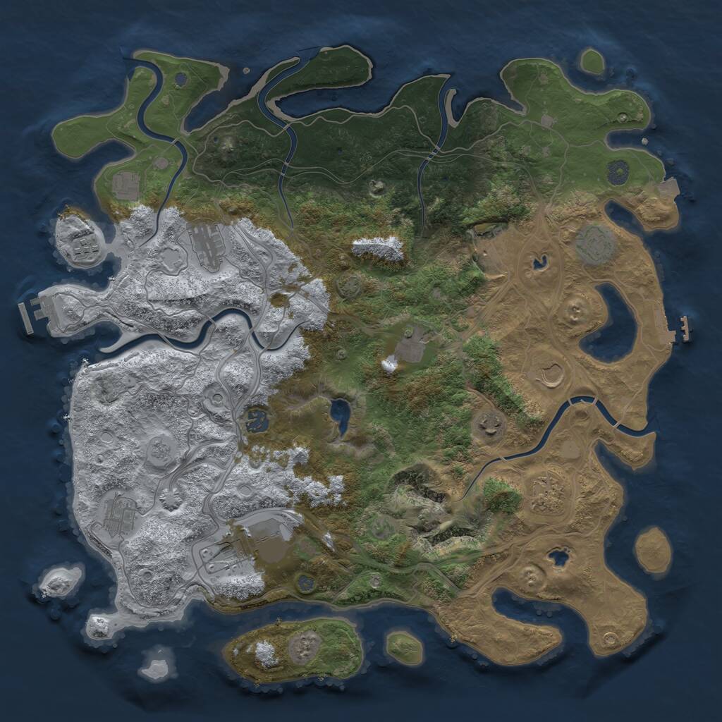 Rust Map: Procedural Map, Size: 4500, Seed: 972563675, 17 Monuments