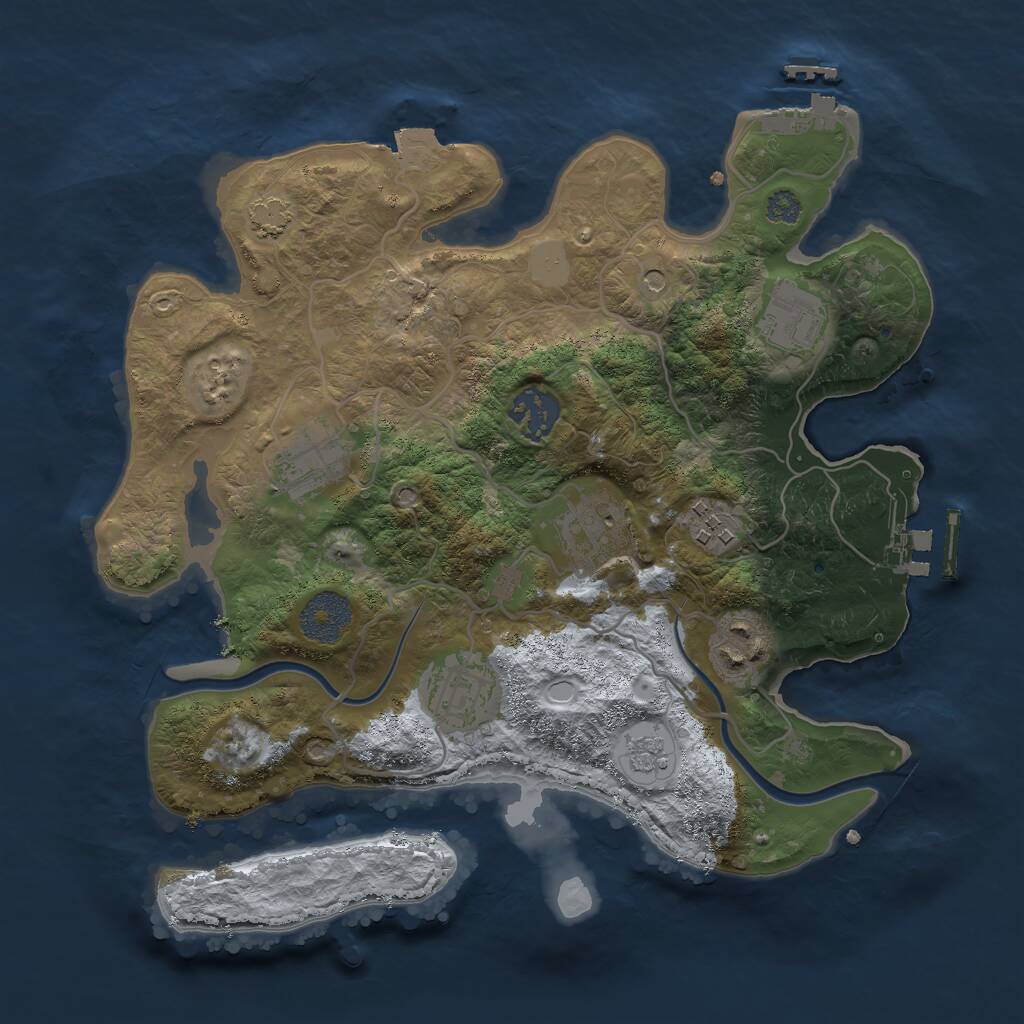 Rust Map: Procedural Map, Size: 3000, Seed: 1057302292, 14 Monuments