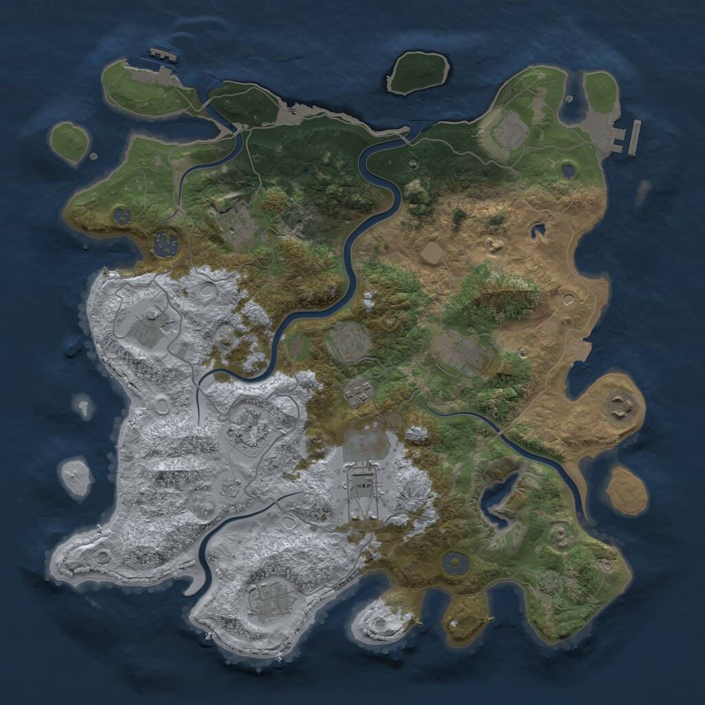 Rust Map: Procedural Map, Size: 4000, Seed: 713056373, 18 Monuments