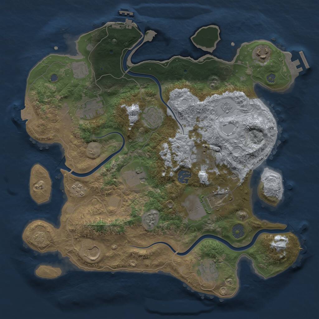 Rust Map: Procedural Map, Size: 3500, Seed: 1862422565, 16 Monuments