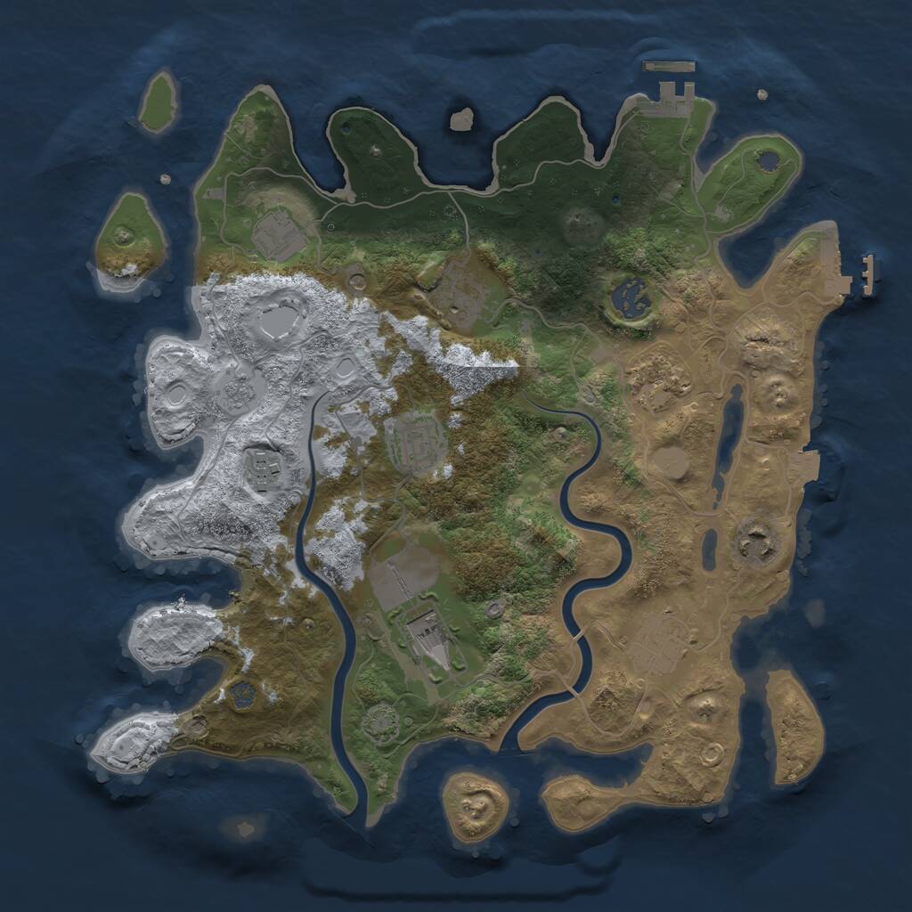 Rust Map: Procedural Map, Size: 3500, Seed: 1186139041, 14 Monuments