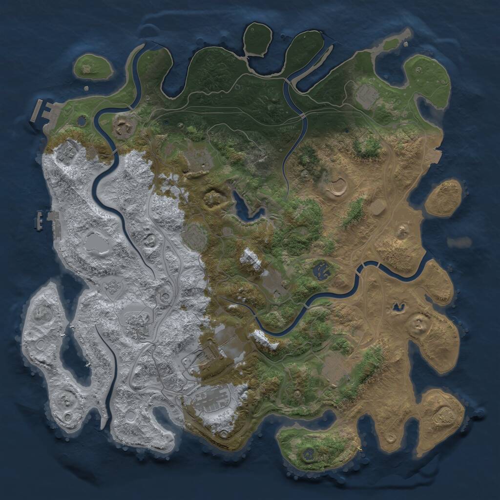 Rust Map: Procedural Map, Size: 4250, Seed: 1926677385, 17 Monuments