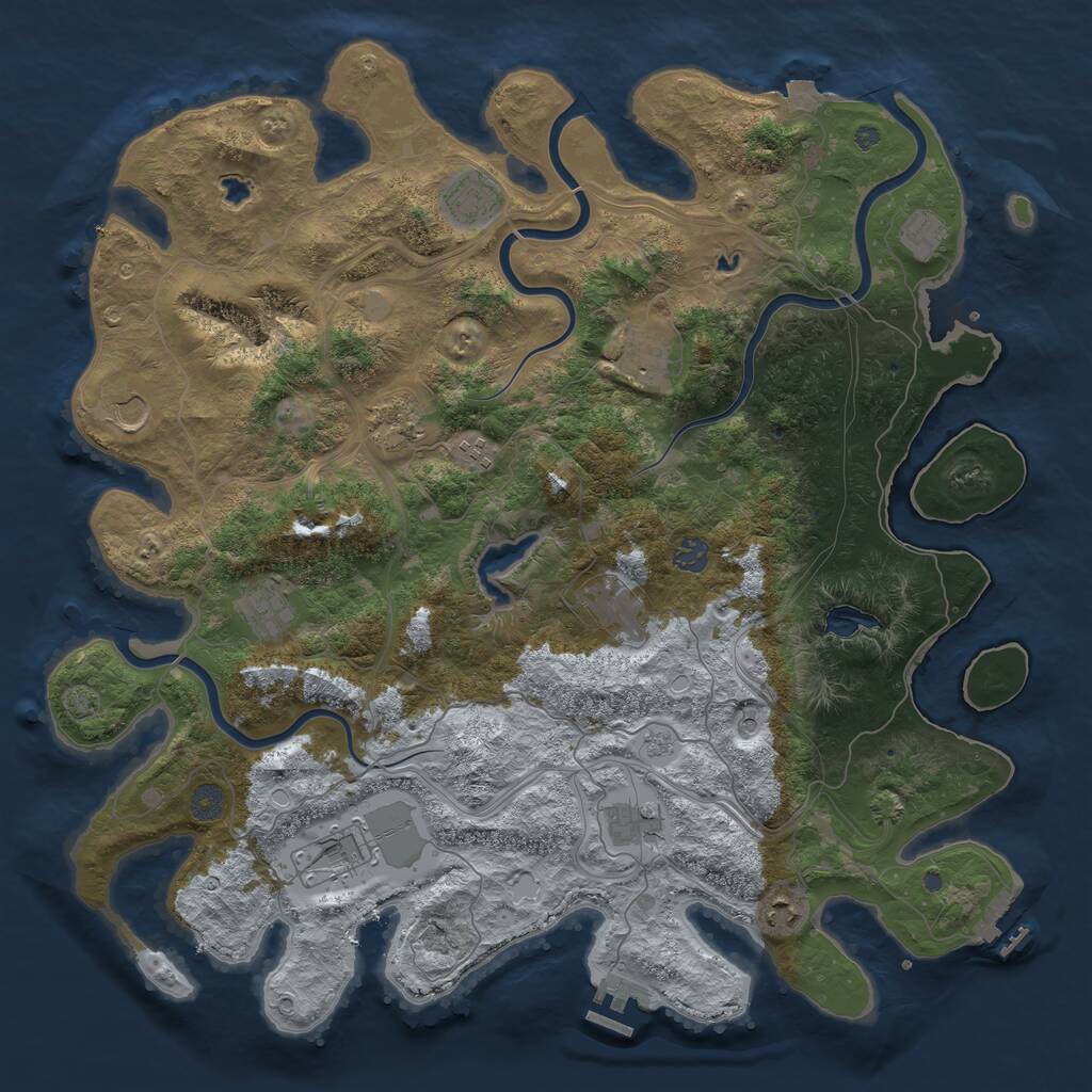 Rust Map: Procedural Map, Size: 4500, Seed: 1684376845, 17 Monuments