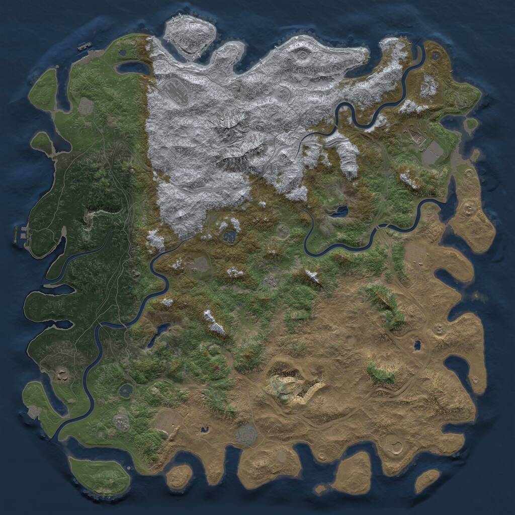 Rust Map: Procedural Map, Size: 6000, Seed: 218845, 19 Monuments