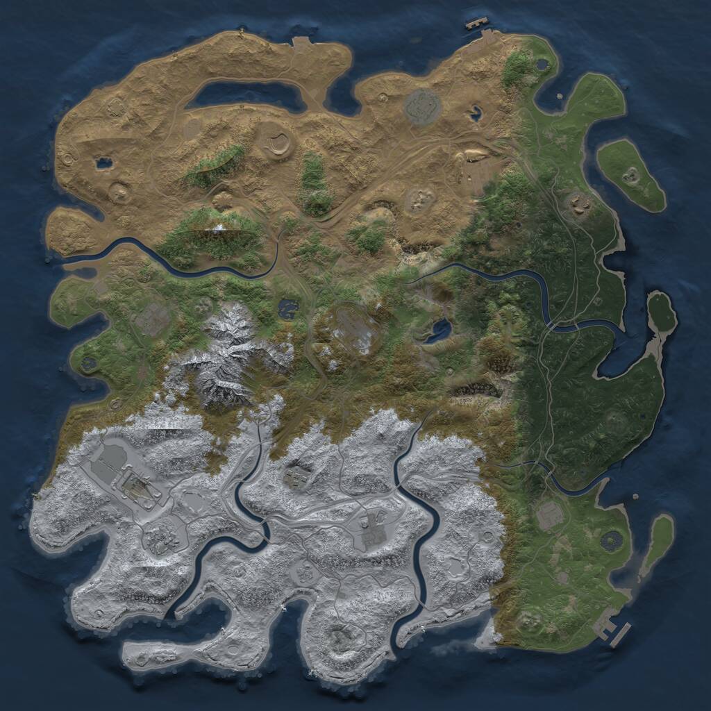 Rust Map: Procedural Map, Size: 5000, Seed: 490134109, 17 Monuments