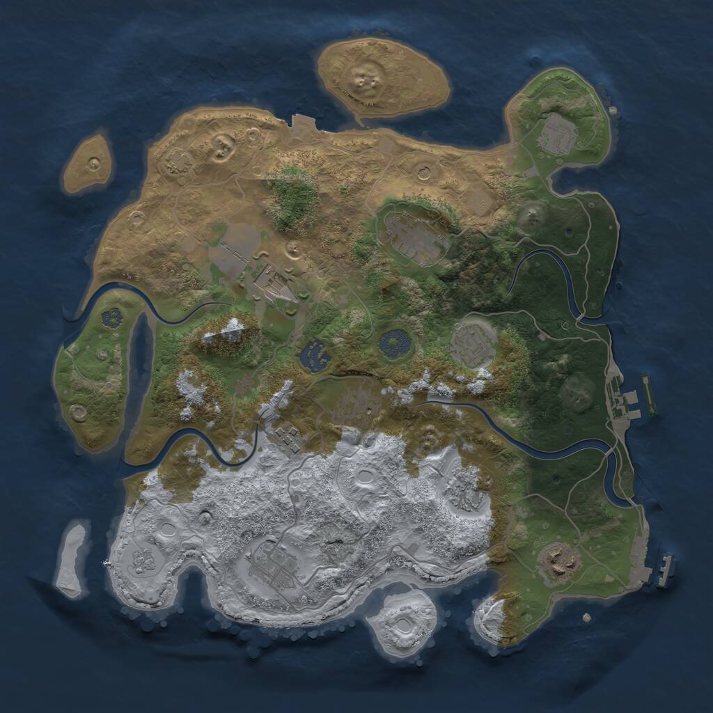 Rust Map: Procedural Map, Size: 3500, Seed: 1962847223, 15 Monuments