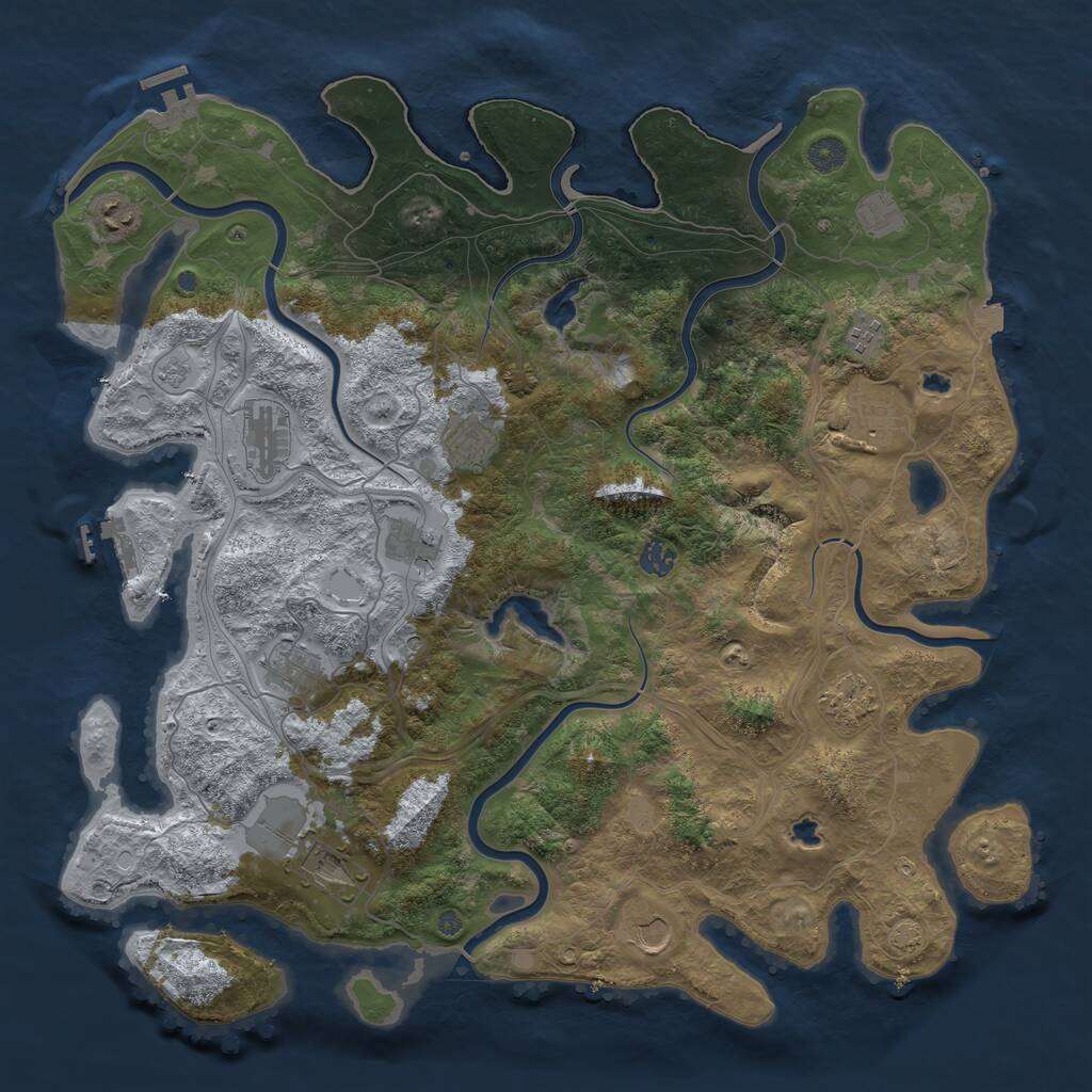 Rust Map: Procedural Map, Size: 4500, Seed: 426697, 17 Monuments