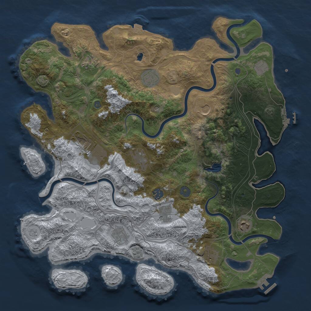 Rust Map: Procedural Map, Size: 4250, Seed: 1136106235, 17 Monuments