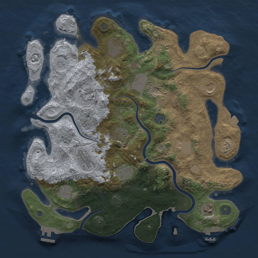 Rust Map: Procedural Map, Size: 3750, Seed: 897126408, 17 Monuments