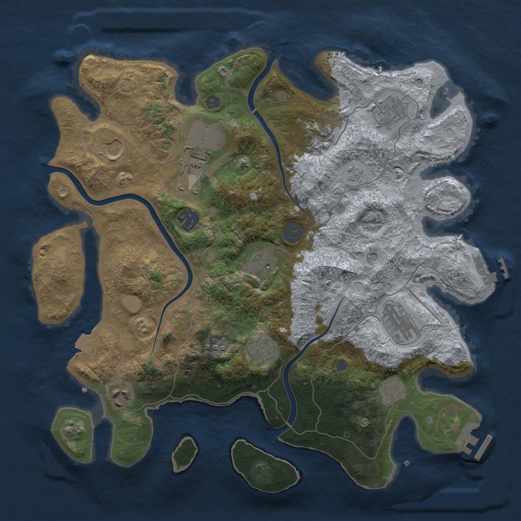 Rust Map: Procedural Map, Size: 3750, Seed: 719534390, 16 Monuments