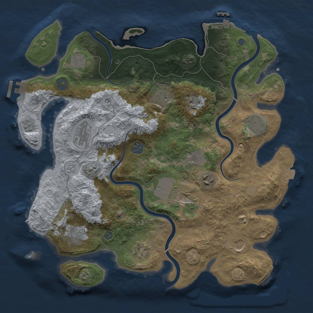 Rust Map: Procedural Map, Size: 3750, Seed: 714955012, 19 Monuments