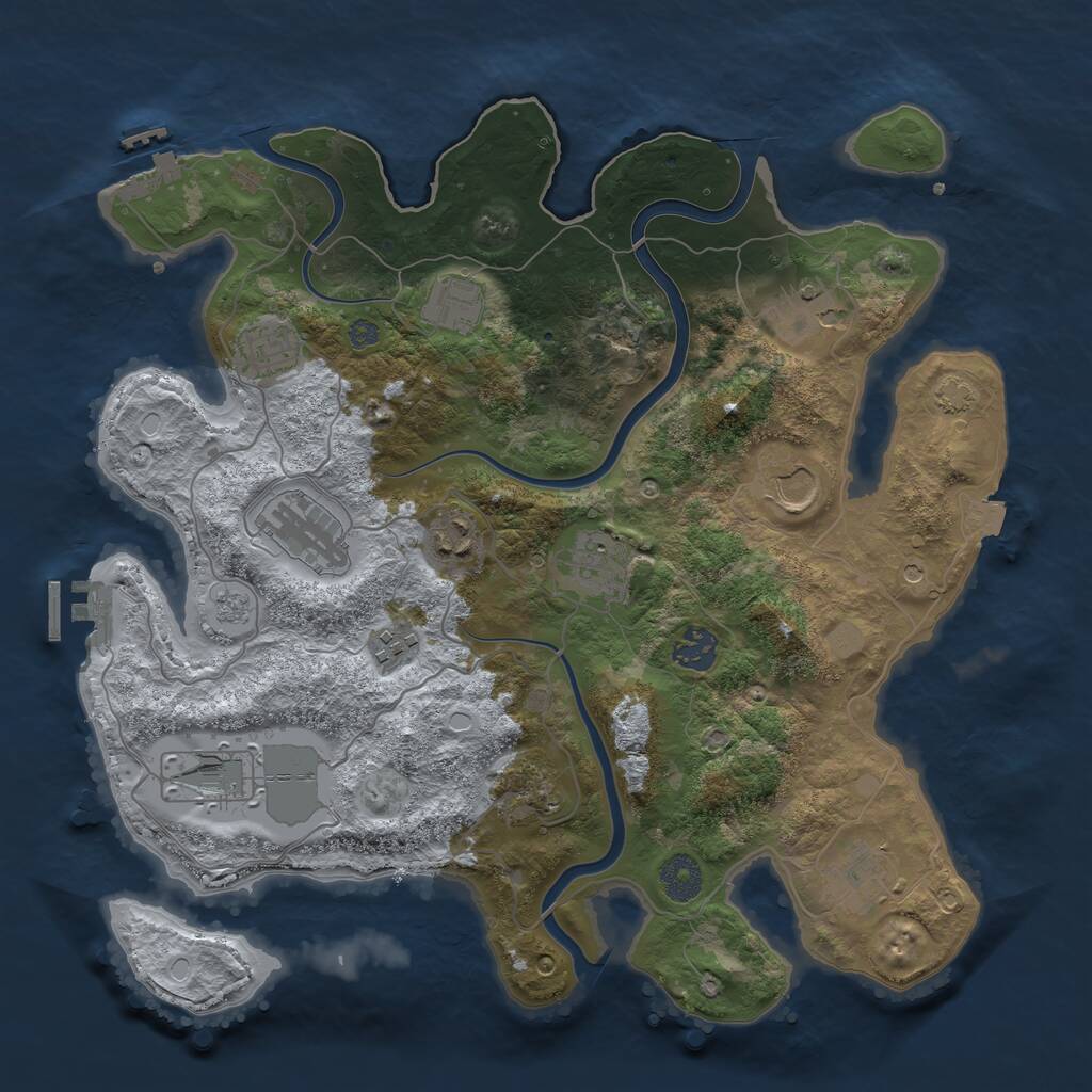Rust Map: Procedural Map, Size: 3650, Seed: 472163281, 17 Monuments