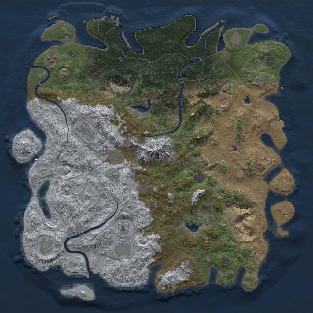 Rust Map: Procedural Map, Size: 5000, Seed: 1385482717, 19 Monuments