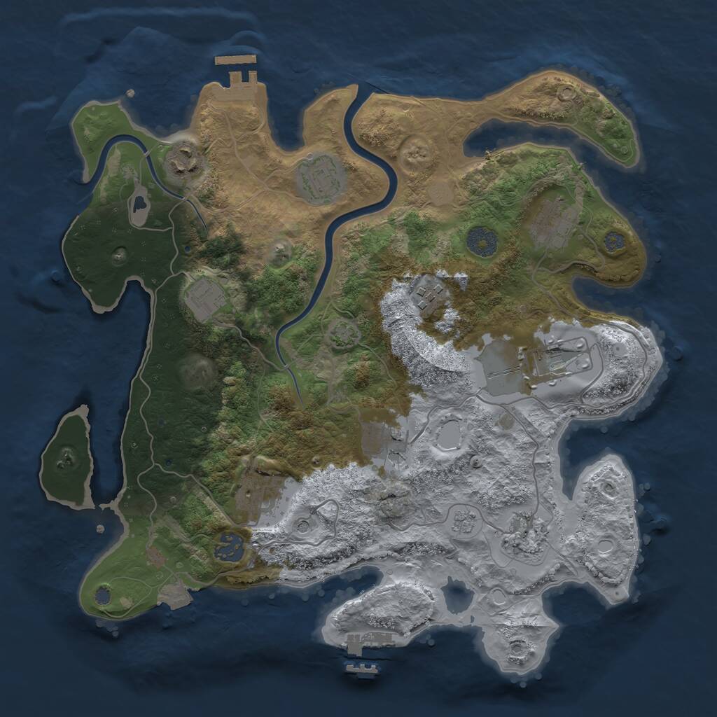 Rust Map: Procedural Map, Size: 3500, Seed: 38458, 17 Monuments