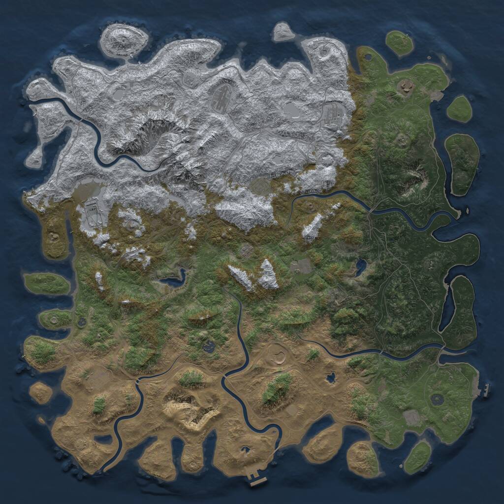 Rust Map: Procedural Map, Size: 6000, Seed: 1189922117, 19 Monuments