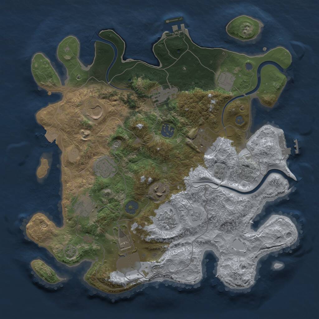 Rust Map: Procedural Map, Size: 3500, Seed: 6346545, 18 Monuments