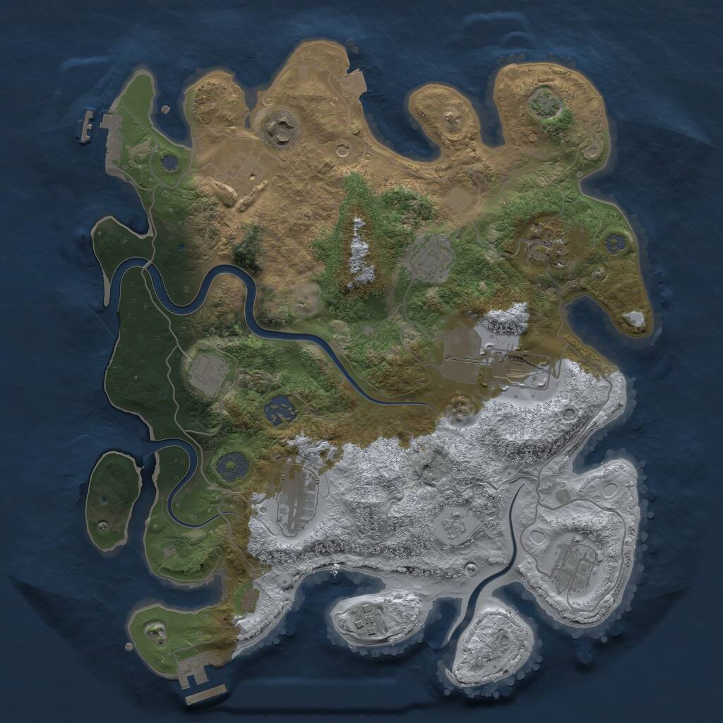 Rust Map: Procedural Map, Size: 3500, Seed: 867889096, 17 Monuments
