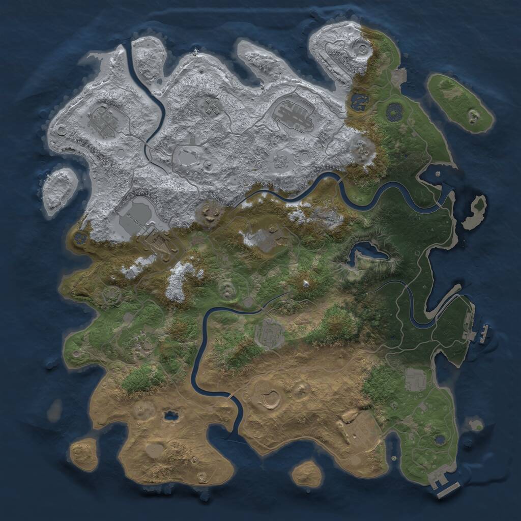 Rust Map: Procedural Map, Size: 4200, Seed: 2110505375, 19 Monuments