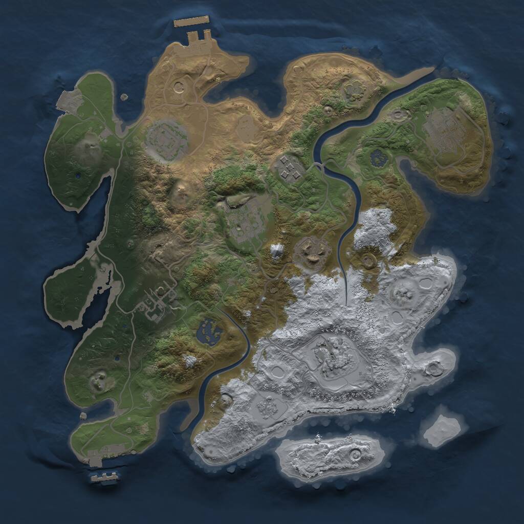 Rust Map: Procedural Map, Size: 3000, Seed: 1356096956, 16 Monuments