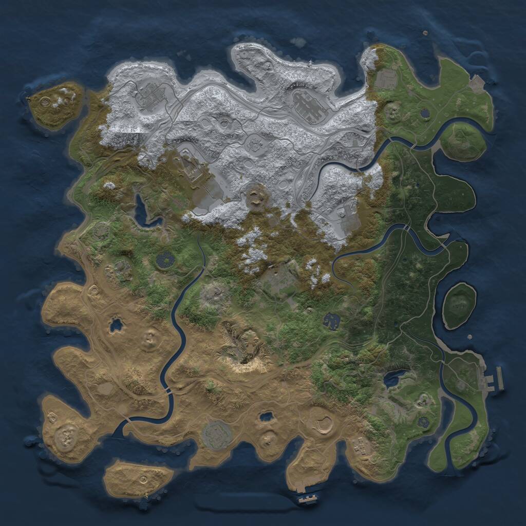 Rust Map: Procedural Map, Size: 4500, Seed: 369324925, 17 Monuments